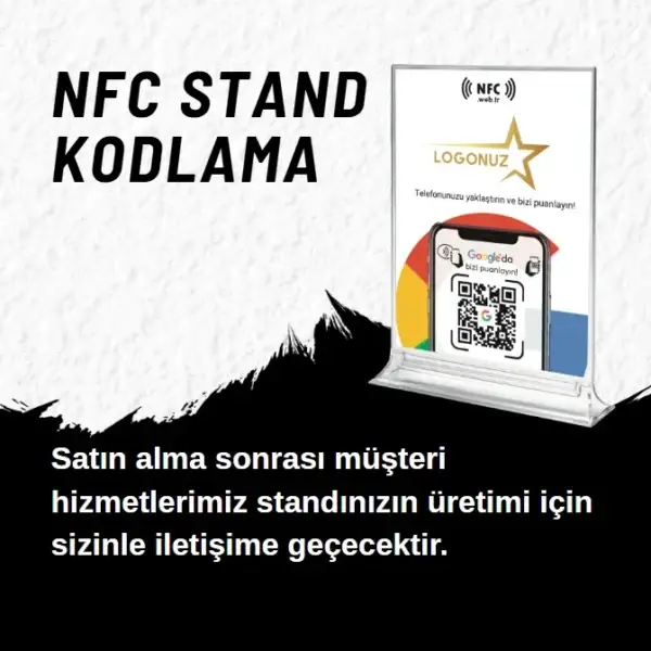 Masa Üstü NFC ve QR Kodlu Google Yorum ve Puanlama Standı Föylük TASARIM 221