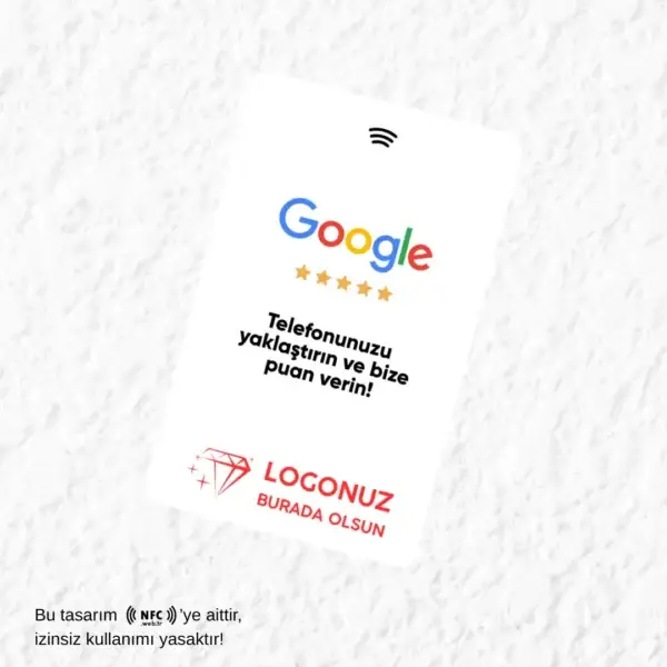 Logolu NFC ve QR Kodlu Google Yorum ve Puanlama Kartı
