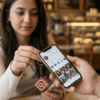 Anahtarlık halkasına takılı pembe Instagram akıllı anahtarlık